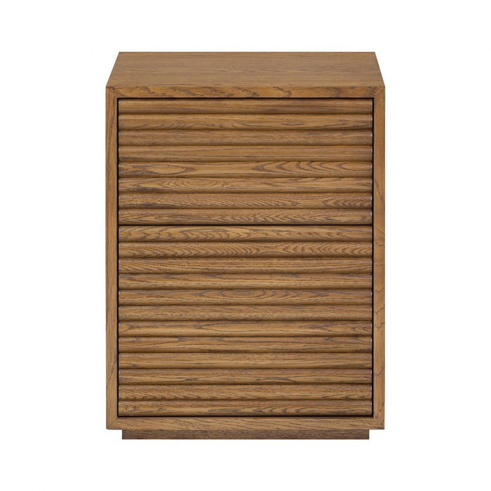 Charlton Ribbed Walnut Bedside | 2 Drawer