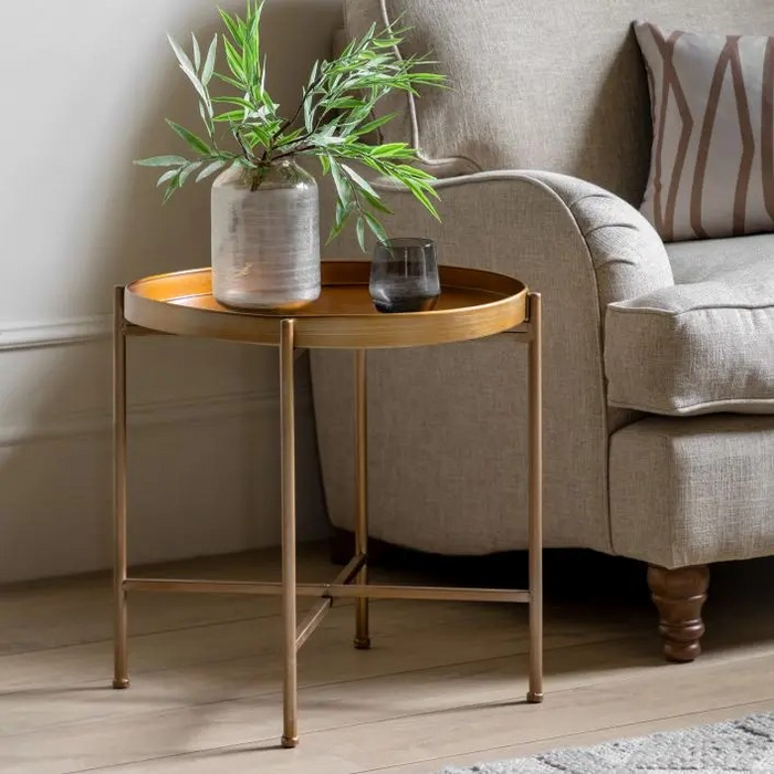 Lenox Copper Round Tray Table