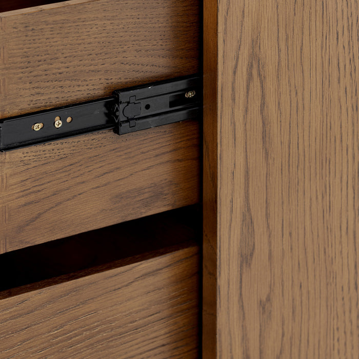 Charlton Ribbed Walnut Bedside | 2 Drawer