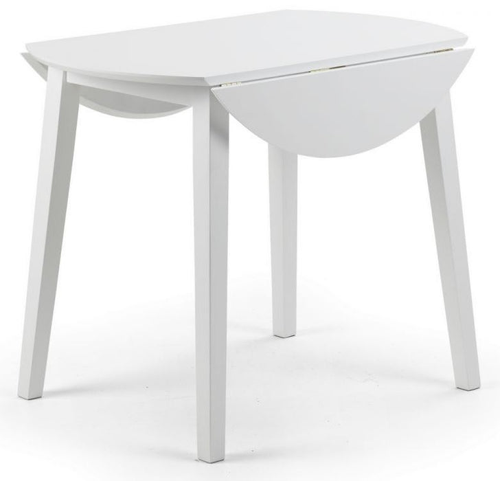 Coast White Hardwood Round Drop Leaf 2 Seater Extending Dining Table