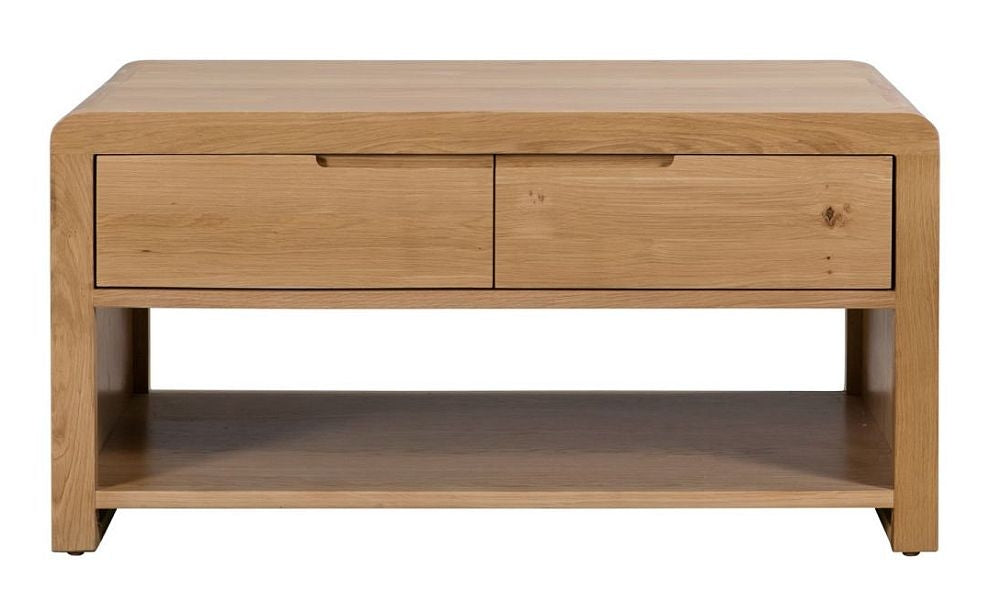 Curve Oak 2 Drawer Coffee Table