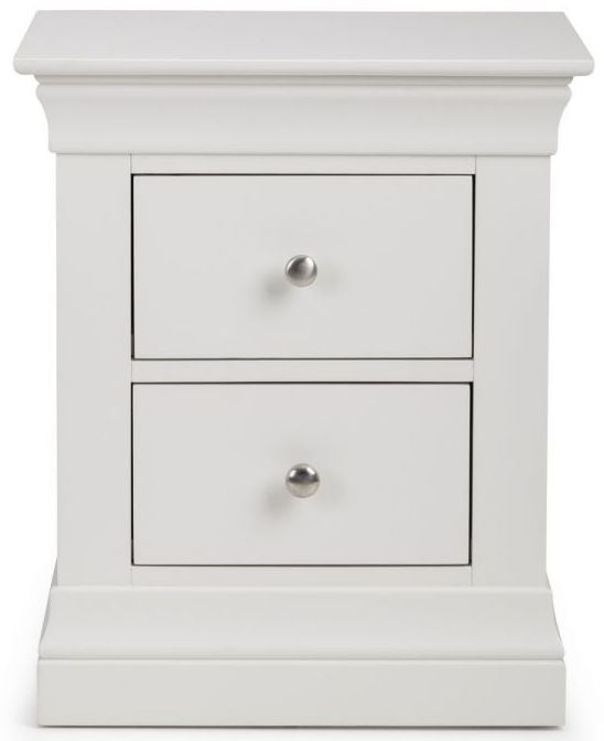 Clermont White 2 Drawer Bedside Cabinet