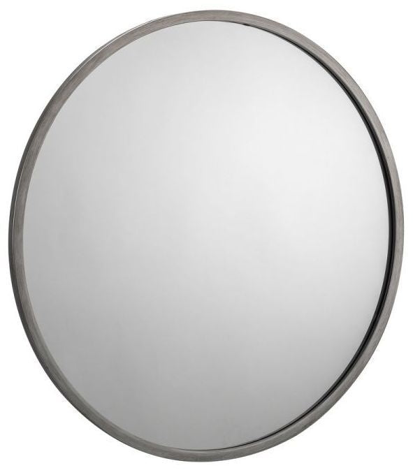 Octave Pewter Effect Lacquered Round Wall Mirror - 80cm x 80cm