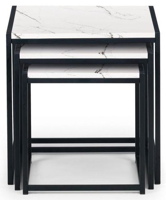 Tribeca White Marble Top Nest of 3 Tables