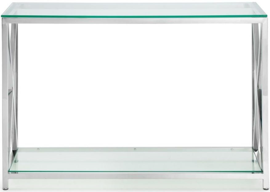 Miami Glass and Chrome Console Table