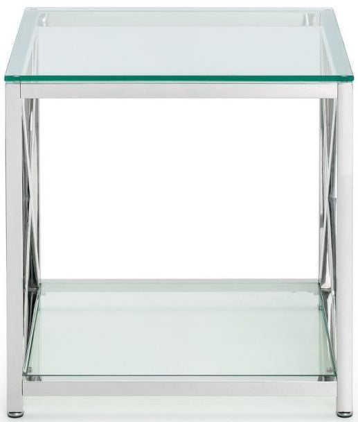 Miami Glass and Chrome Square Lamp Table