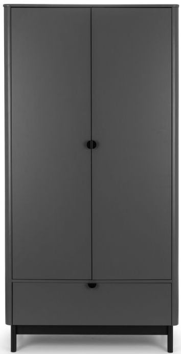 Chloe Storm Grey Double 2 Door 1 Drawer Wardrobe