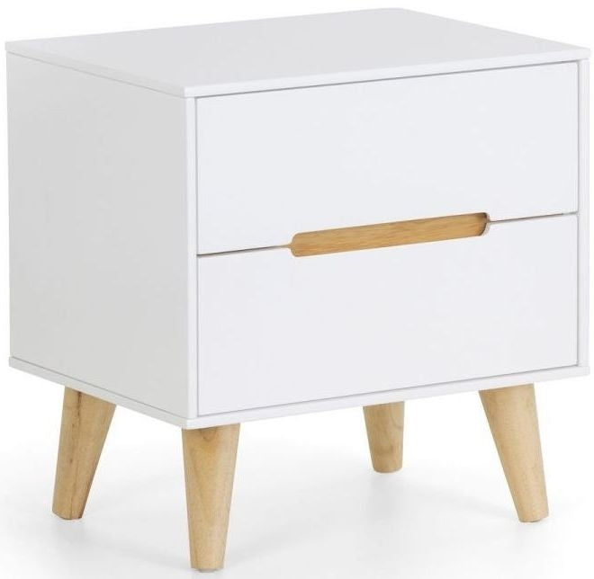 Alicia White and Oak 2 Drawer Bedside Cabinet