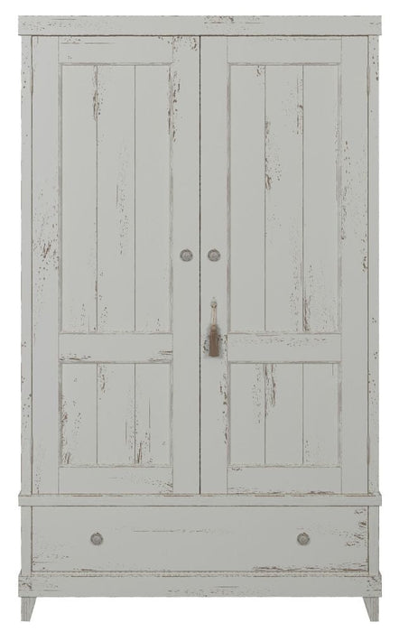 Willis and Gambier Atelier Distressed White 2 Door Combi Double Wardrobe