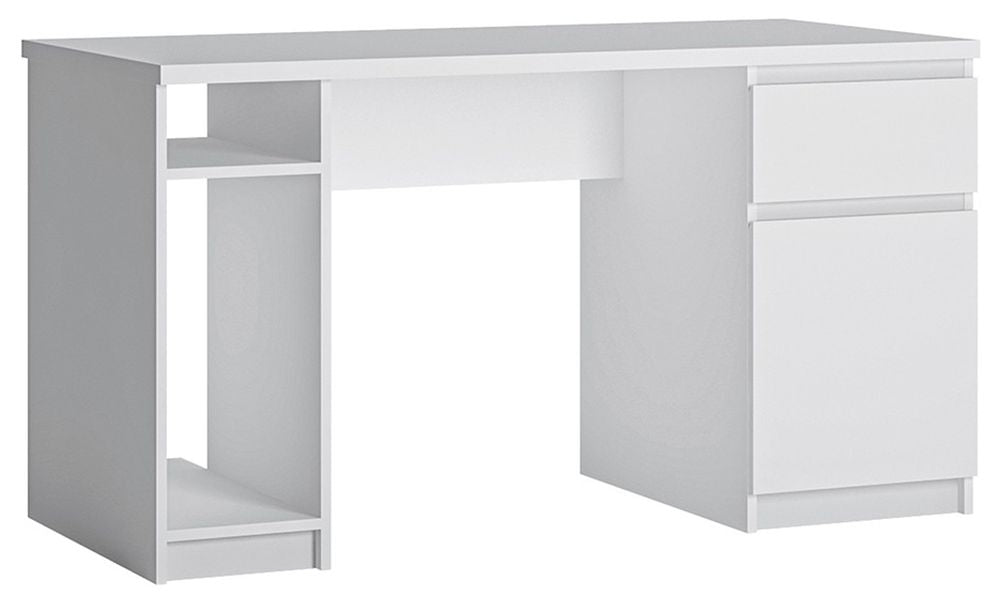 Fribo 1 Door 1 Drawer Twin Pedestal Desk in White