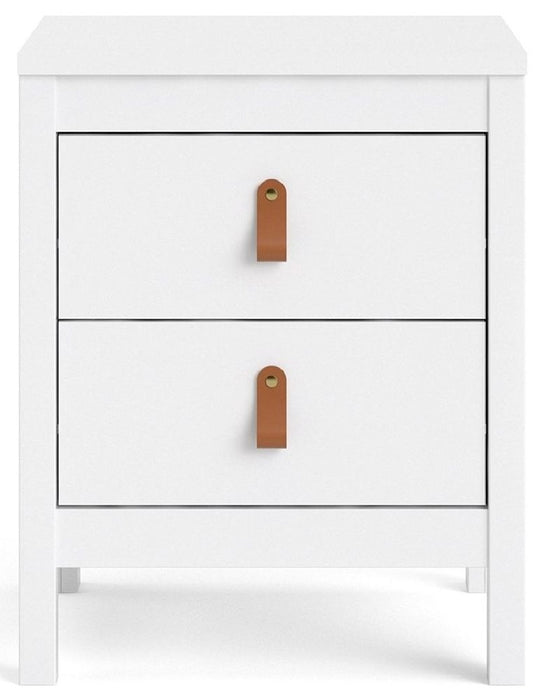 Barcelona Bedside Table 2 Drawer in White