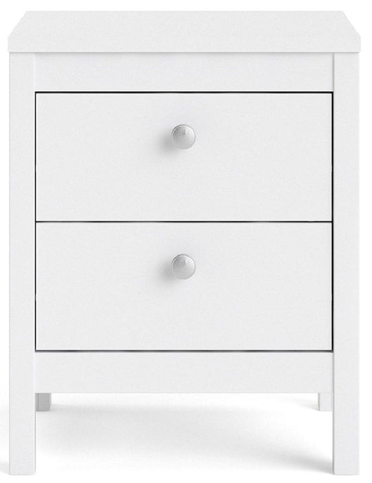 Madrid Bedside Table 2 Drawer in White