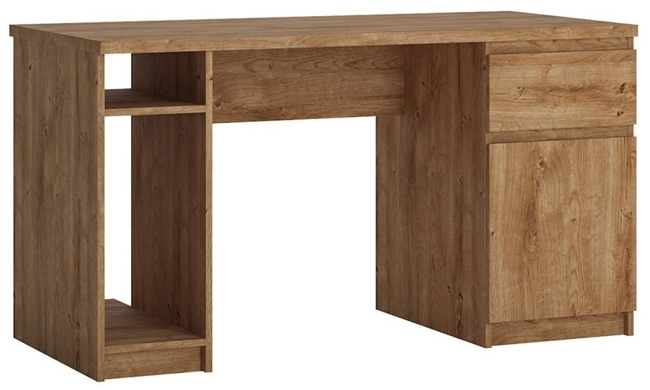Fribo 1 Door 1 Drawer Twin Pedestal Desk in Oak