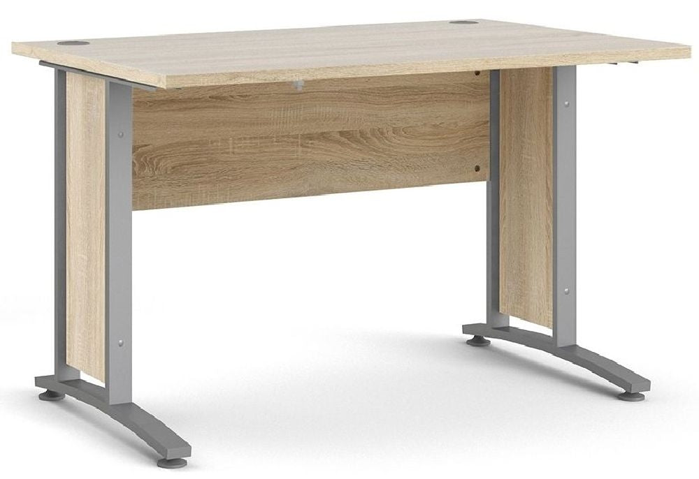 Prima Desk 120cm in Oak with Silver Grey Steel Legs