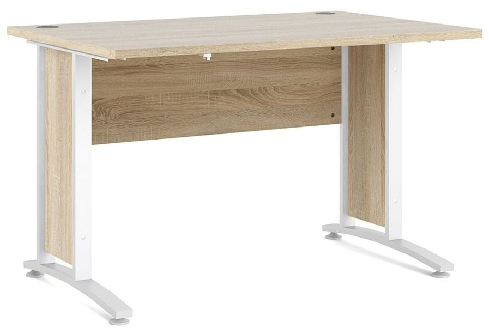 Prima Desk 120cm in Oak with White Legs