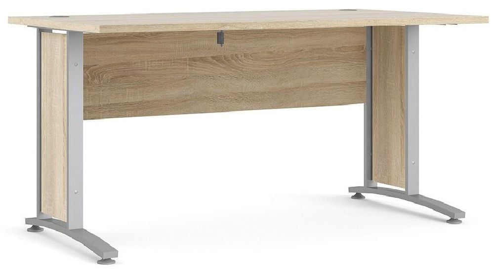 Prima Desk 150cm in Oak with Silver Grey Steel Legs