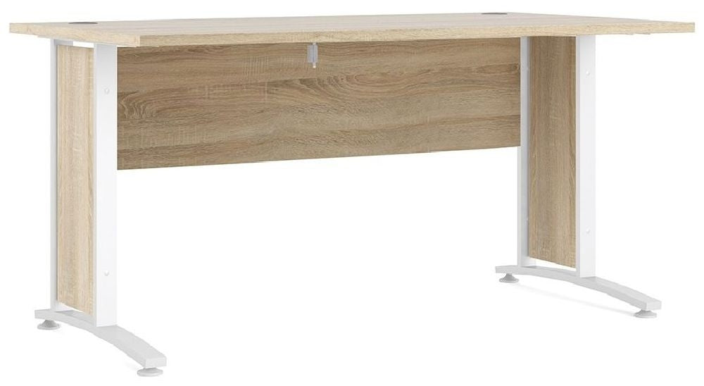 Prima Desk 150cm in Oak with White Legs