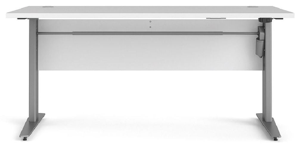 Prima Desk 150cm in White with Silver Grey with Height Adjustable Legs with Electric Control in Steel Legs