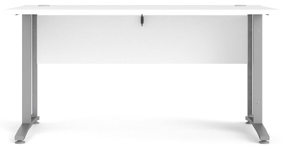 Prima Desk 150cm in White with Silver Grey Steel Legs