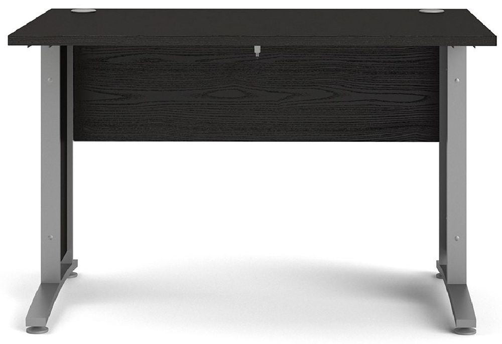 Prima Desk 120cm in Black Woodgrain with Silver Grey Steel Legs