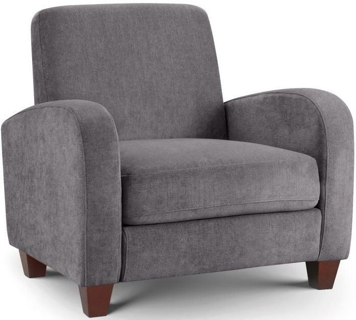 Vivo Dusk Grey Chenille Fabric 1 Seater Sofa