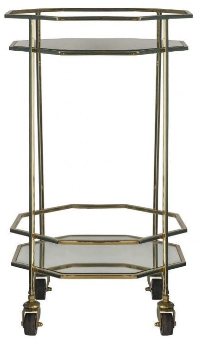 Ockendon Glass and Gold Drinks Trolley