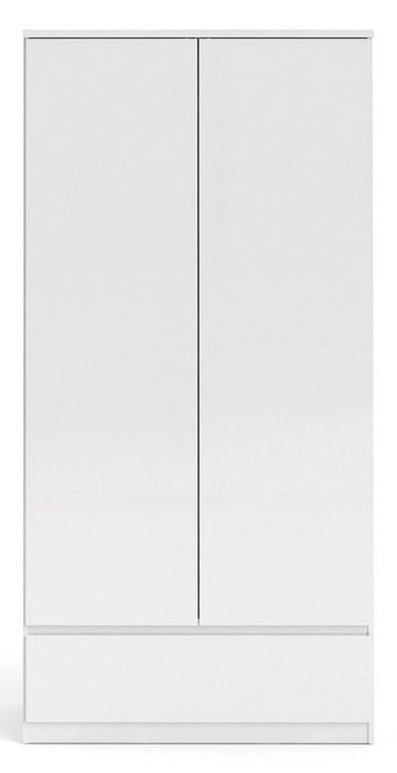 Naia Wardrobe with 2 Door 1 Drawer in White High Gloss