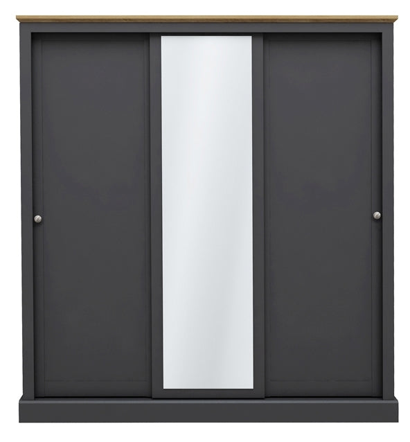 Devon Charcoal 3 Door Sliding Wardrobe