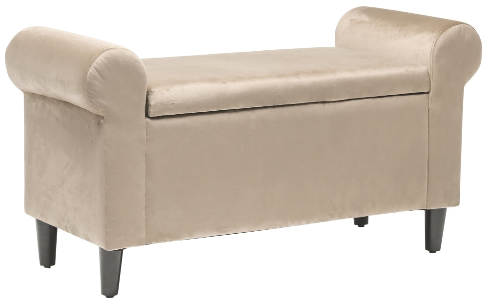 Highgrove Beige Velvet Fabric Ottoman Bench