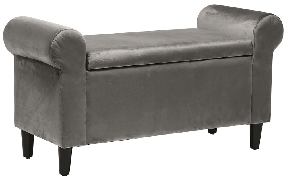 Highgrove Grey Velvet Fabric Ottoman Bench