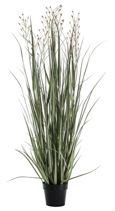 Small Grass with Green Russet Heads Artificial Potted Plant