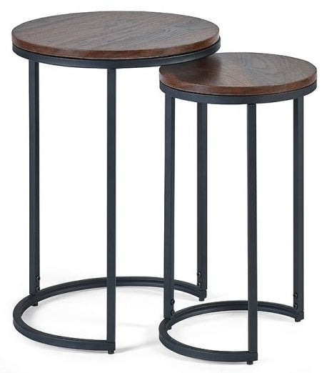 Tribeca Walnut Round Nest of 2 Side Table
