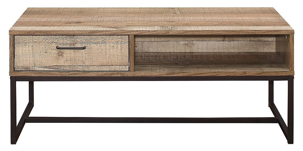 Urban Rustic Wood Effect Industrial Style Storage Coffee Table