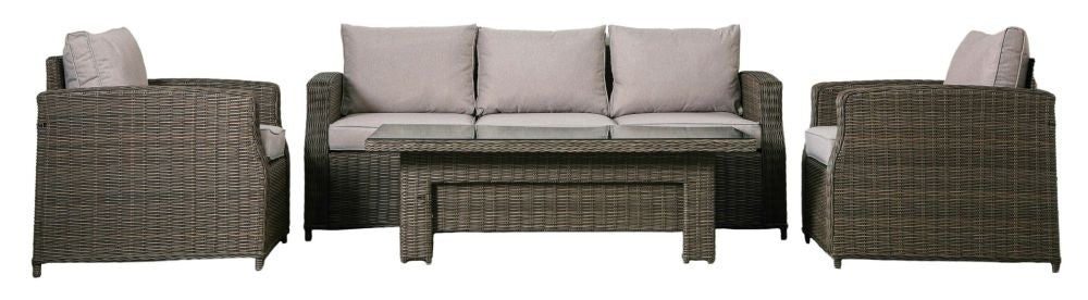Sovera Natural 3 Seater Rising Table Outdoor Dining Set