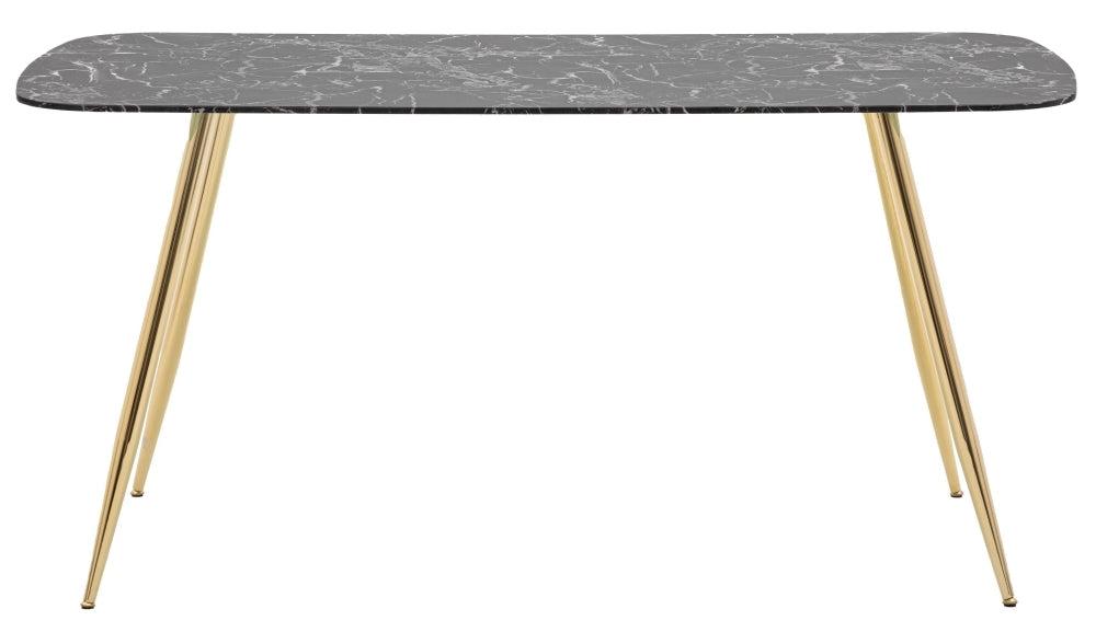 Evans 160cm Black Marble Effect and Gold Dining Table