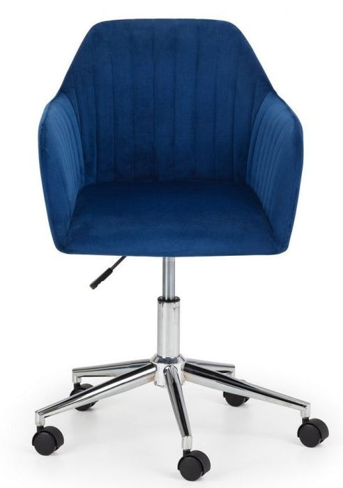 Kahlo Blue Velvet Fabric Swivel Office Chair