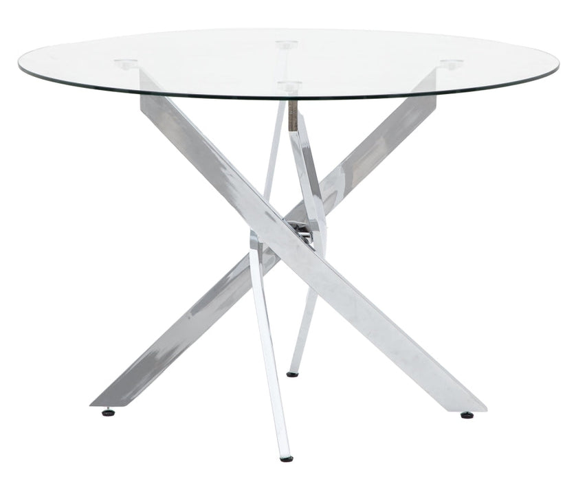 Ramsey 110cm Clear Glass and Chrome Round Dining Table