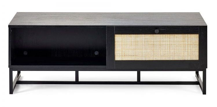 Padstow Black and Rattan 1 Drawer Coffee Table