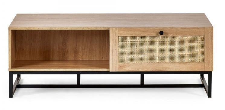 Padstow Oak and Rattan 1 Drawer Coffee Table