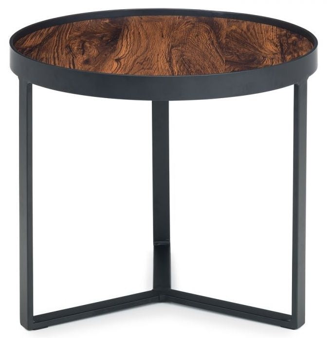 Loft Walnut Effect Top and Black Round Lamp Table