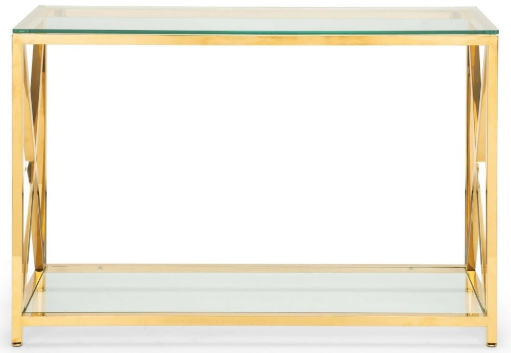 Miami Glass and Gold Console Table