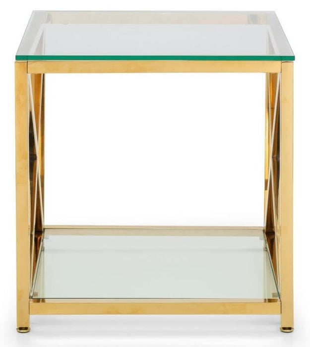 Miami Glass and Gold Square Lamp Table