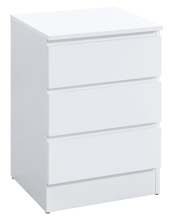 Oslo White 3 Drawer Bedside Cabinet
