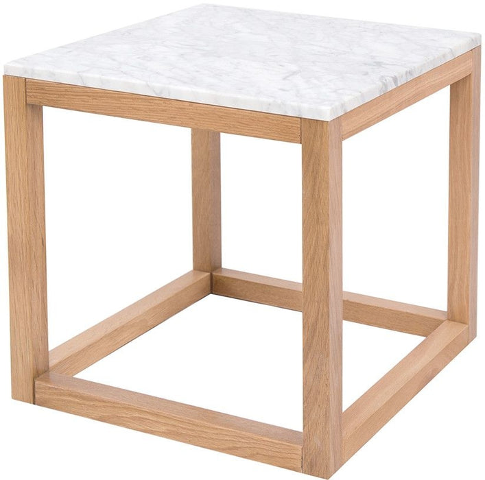 Harlow White Marble Top Square End Table