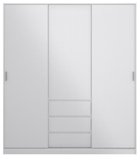 Naia Wardrobe with 2 Sliding Door 1 Door 3 Drawer in White High Gloss