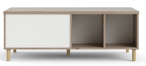 Rome Coffee Table with Sliding Top in Hickory Oak with Matt White