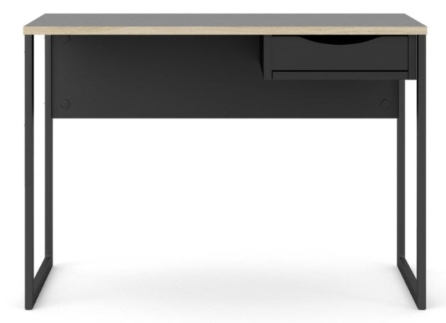 Function Plus Desk 1 Drawer in Black with Oak Trim