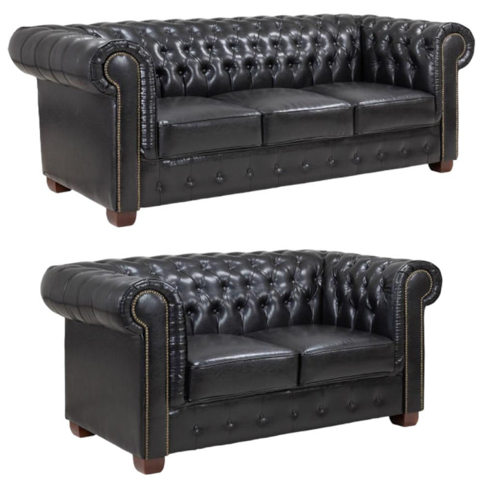 Chesterfield Black 3+2 Seater Sofa