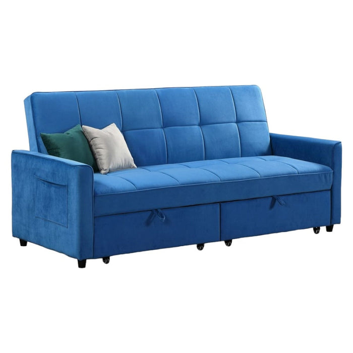 Elegance Blue Plush 3 Seater Sofabed