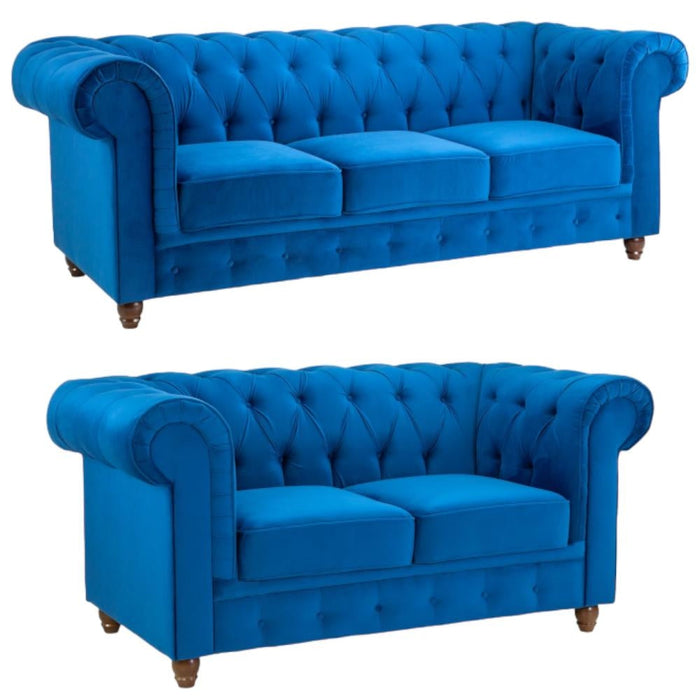 Kensington Flush Blue 3+2 Seater Sofa